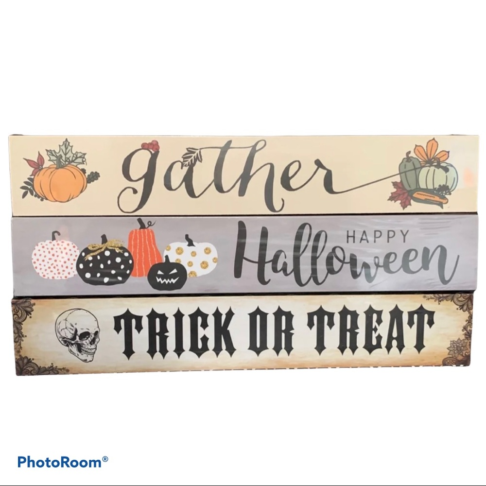 3~Halloween & Gather Trick or Treat Sentiment sign